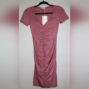 Zara Pink Ruched Dress